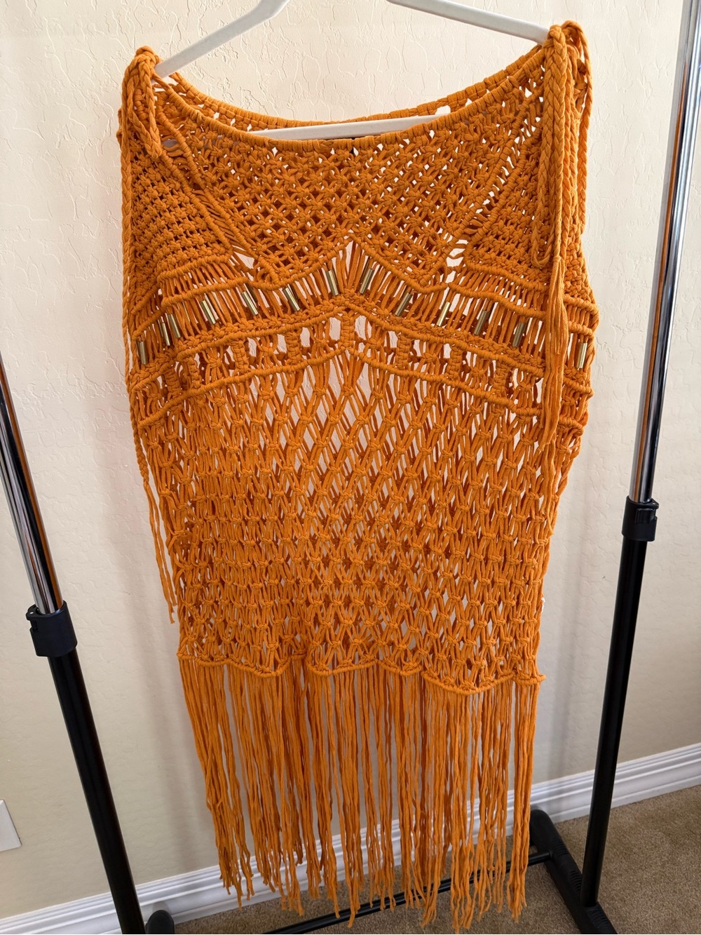 Nasty Gal Orange Crochet Open-Weave Skirt